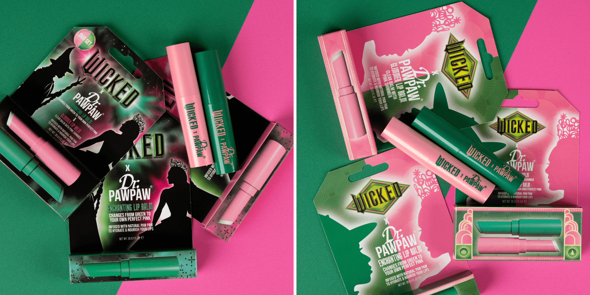 Dr. PAWPAW is partnering with Universal Products & Experiences for a new lip care collection inspired by Universal Pictures’ highly anticipated film, Wicked.
Dr.PAWPAW, experts in multipurpose beauty, create multi-award-winning vegan lip, hair and skincare solutions that are naturally derived and are suitable for the whole family. Loved by celebrities and makeup artists across the globe, Dr.PAWPAW is now bringing to you two new products tied to the ﬁrst ﬁlm installation of Wicked: WICKED x Dr.PAWPAW Enchanting Lip Balm and WICKED x Dr.PAWPAW Glimmer Lip Balm.
Johnny and Pauline Paterson, Founders of Dr.PAWPAW, said: “Dr.PAWPAW is absolutely delighted to be partnering with Universal on Wicked-inspired lip care, which fits well with our brand’s ethos and story. We cannot wait for our fans to enjoy these new launches and to welcome new customers worldwide!”
Now available at Superdrug / available on drpawpaw.com & TikTok Shop from NovemberAbout Dr.PAWPAW
Dr.PAWPAW is a family owned and run multipurpose brand that was created in 2013 by husband and wife team Johnny and Pauline Paterson as a natural solution to soothe their young daughter's eczema. Today Dr.PAWPAW is the winner of 40+ global awards and can be found around the world in nearly 50 countries. Expanding its range of multipurpose vegan products, carefully curated to be suitable for the whole family. Strong believers of giving back, Dr.PAWPAW champions feel good beauty and makes donations each year to various charities and also drive an eco and sustainable pillar through products, packaging and company culture. In 2023, Dr.PAWPAW introduced the already award-winning YOUR gorgeous SKIN skincare range to the market and now develops into new categories with this powerful, high performance yet simplified vegan skincare range for all.
