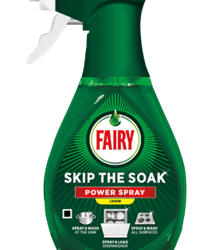 Ditch dish dread with Fairy’s Skip The Soak power spray