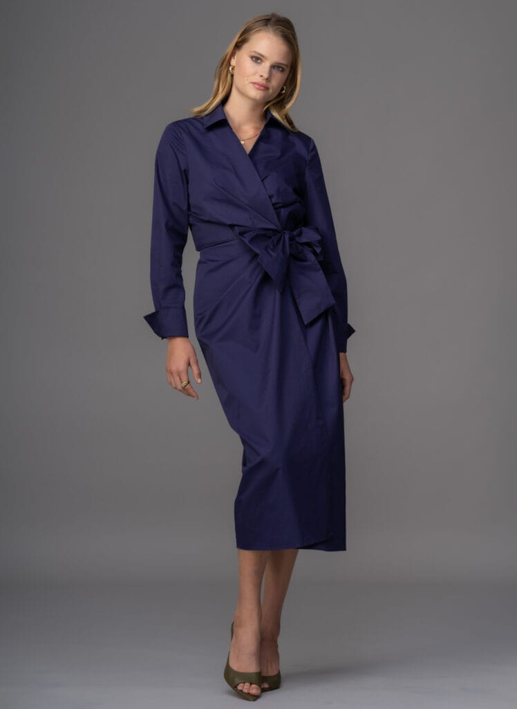 Francine Cotton Sateen Cross Over Shirt Dress