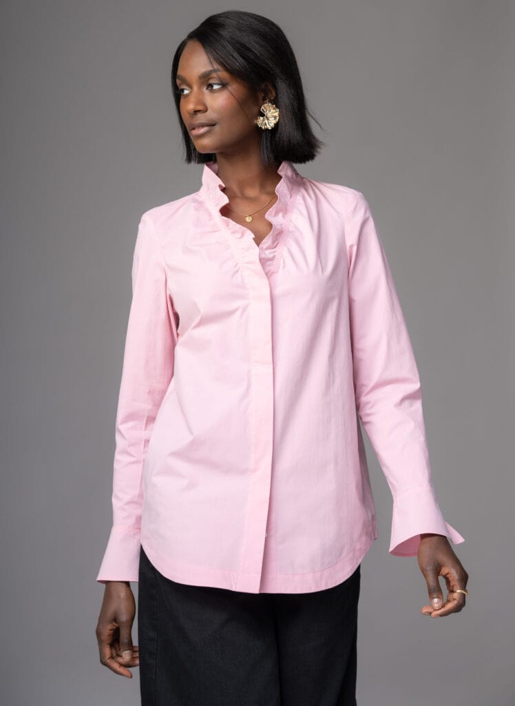 Nina Longline Shirt with Gentle Frill Collar