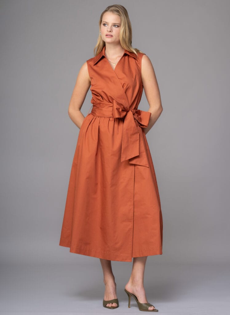 San Remo Cross Over Sleeveless Midi Shirt Dress