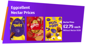 Sainsbury’s is bringing Easter savings early this season, offering over a third off selected large branded eggs available now until Tuesday 10th March·       Available in selected supermarkets and online, customers can enjoy sweet savings with Nectar Prices across beloved brands including Cadbury, Maltesers, Smarties and moreWith Easter fast approaching, shoppers are already getting egg-cited as searches for ‘Easter eggs’ are up +29%1 YoY across Sainsbury’s online – that's no-yolk!To help customers plan ahead, Nectar customers can now crack into eggs- cellant savings across selected large branded Easter eggs at £2.75 with Nectar Prices, (£4.50 without Nectar) - that’s over a third off!With 20 discounted branded eggs to choose from, Easter plans can come together with ease, from fun egg-hunt picks to seasonal gifting and celebrating with loved ones.Shop our top picks belowAvailable now in selected supermarkets and online until Tuesday 10th MarchMaltesers Teasers Large Milk Chocolate Egg 155g, £2.75 with Nectar, (£4.50 without Nectar) (£29.03/kg)Galaxy Large Milk Chocolate Minstrels Easter Egg 162g , £2.75 with Nectar, (£4.50 without Nectar) (27.78/kg)Cadbury Twirl Large Milk Chocolate Easter Egg 171g, £2.75 with Nectar, (£4.50 without Nectar) (£26.32/kg)Cadbury Mini Eggs Large Chocolate Easter Egg 181g, £2.75 with Nectar, (£4.50 without Nectar) (£24.86/kg)Smarties Large Milk Chocolate Easter Egg 188g £2.75 with Nectar, (£4.50 without Nectar) (£23.94 /kg)All existing Nectar customers need to do to benefit from Nectar Prices is to scan Nectar at the checkout instore to save. Customers shopping online will have their discounts applied automatically if their Nectar and Sainsbury’s accounts are linked.Those wanting to become a Nectar customer can sign up to Nectar by downloading the Nectar app or visiting www.nectar.com.Terms and conditions of the offers apply*. Subject to availability and while stocks last
